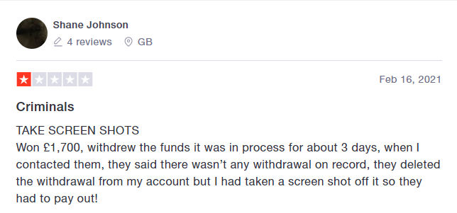 Trustpilot Boylesports review